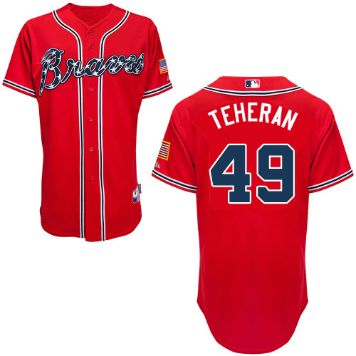 Julio Teheran #49 MLB Jersey-Atlanta Braves Men's Authentic 2014 Red Baseball Jersey